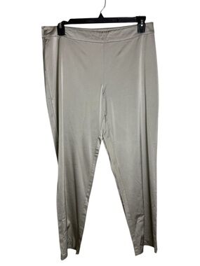 Eileen Fisher Champagne Satin Pant Trouser Silky Pants Large R7VT-1